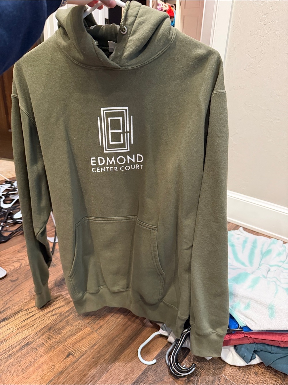 Edmond Center Court Olive Green Logo Hoodie